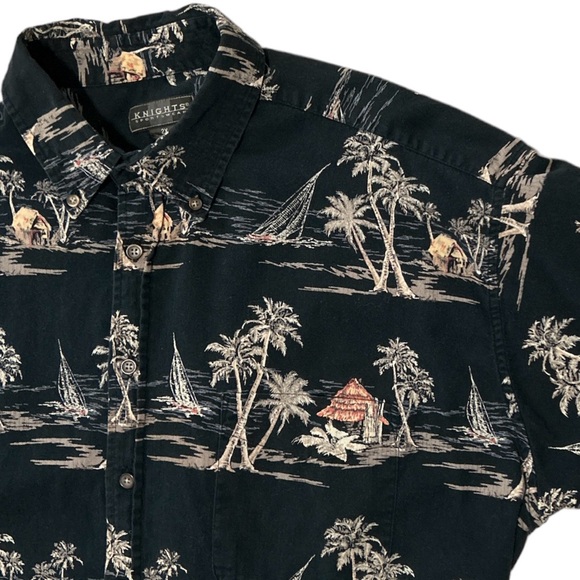Knights Sportswear Men’s 100% Cotton Hawaiian Button Down Shirt Size 2X - Picture 2 of 6